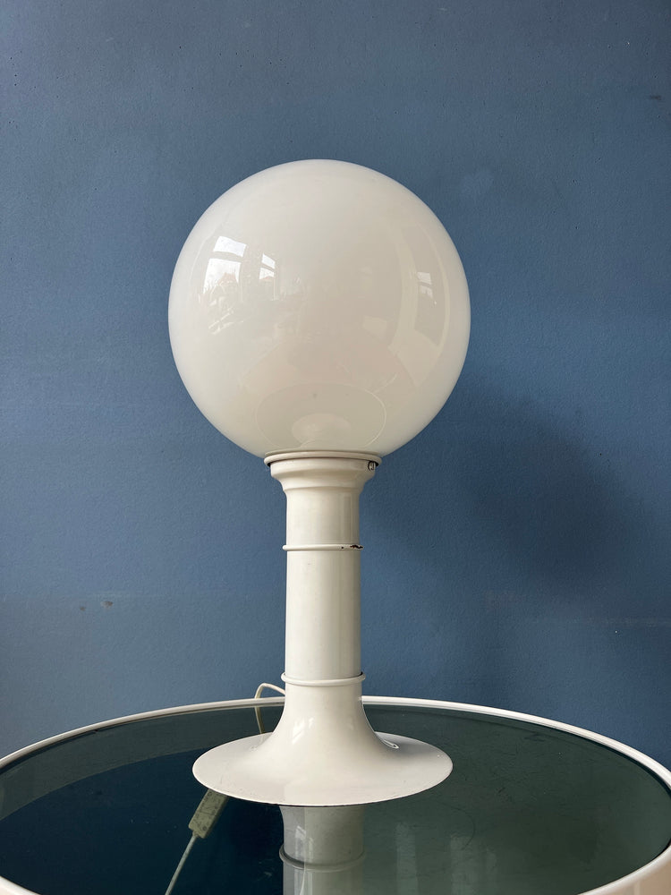 White Space Age Woja Holland Table Lamp with Opaline Glass Shade