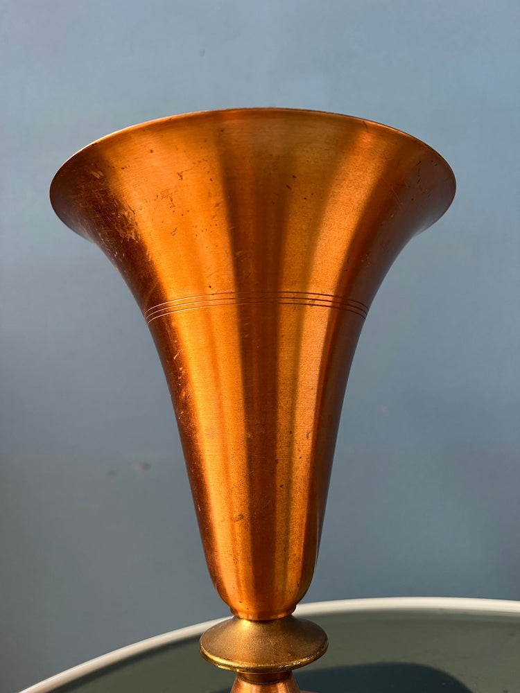 Set (2) of Danish Trumpet Uplighter Copper Desk Lamps