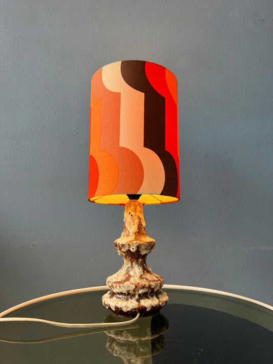 Orange Ceramic West Germany Fat Lava Space Age Table Lamp