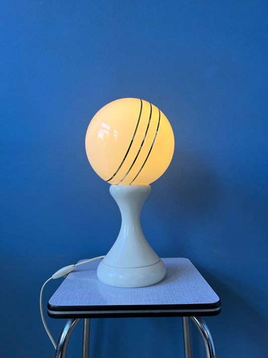 White Opaline Glass Space Age Table Lamp