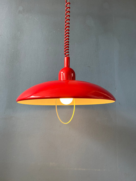 Vintage Red Metal Space Age Pendant Lamp