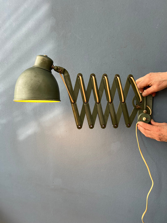 Green Metal Industrial Bauhaus Scissor Wall Lamp