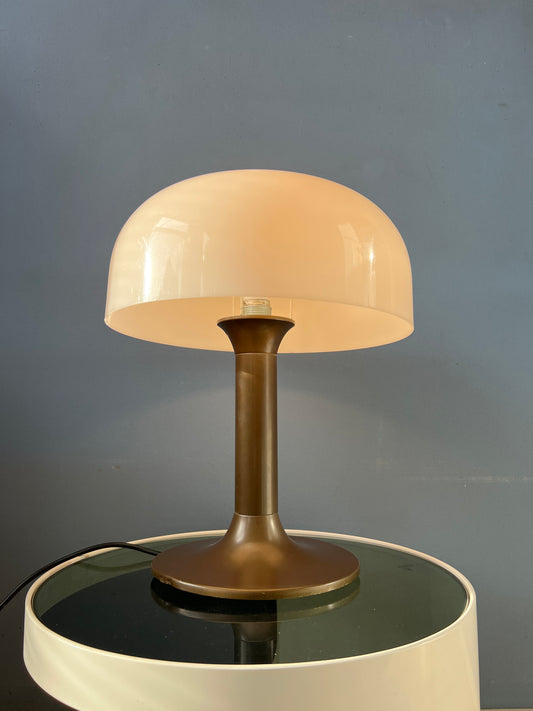 Brown and White Space Age Mid Century Mushroom Table Lamp