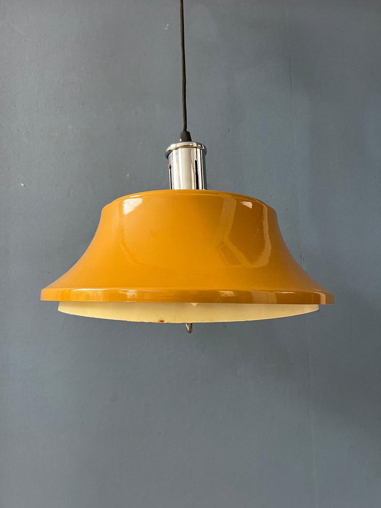 Yellow Mid Century Metal Pendant Light