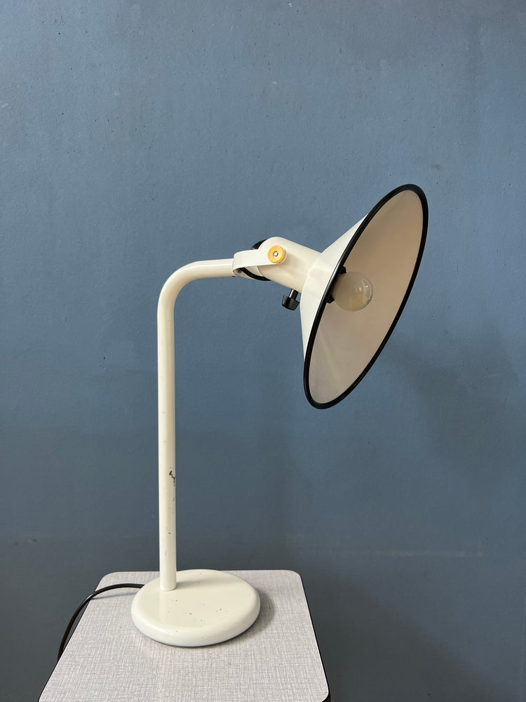 White Anvia Desk Lamp - Mid Century Table Lamp - Vintage Office Light