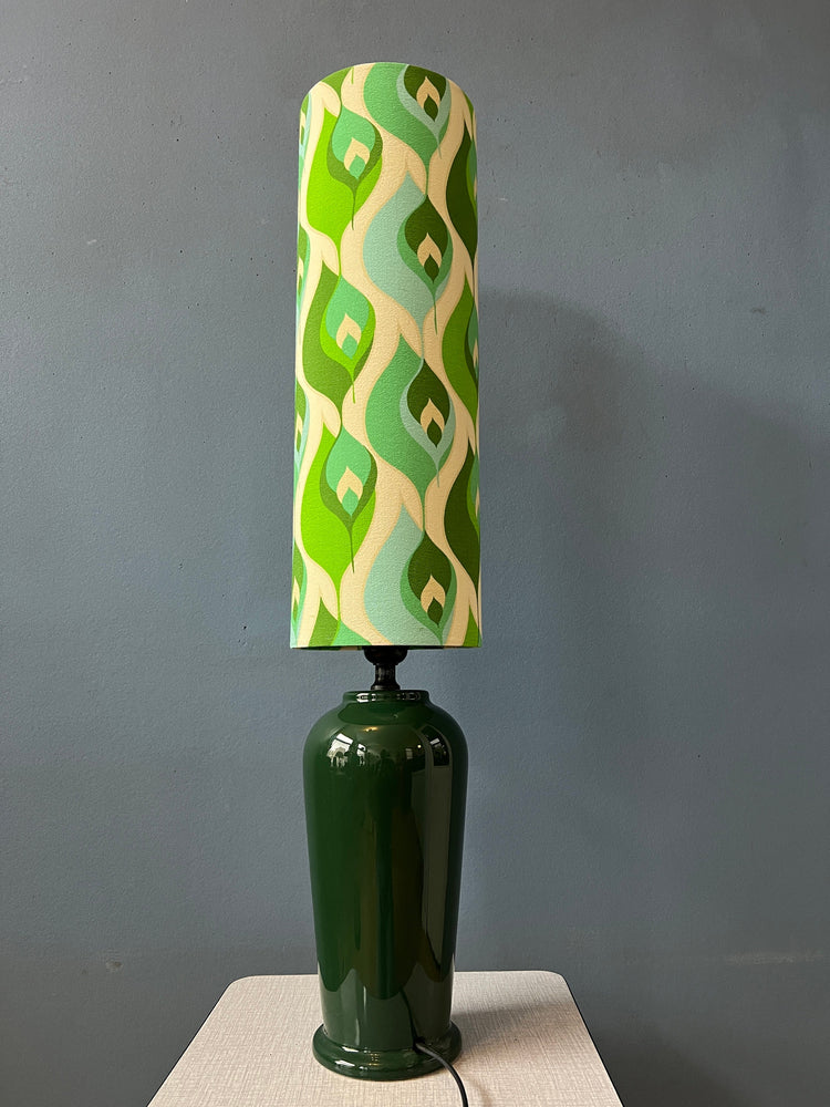 Green Vintage Space Age Table Lamp with Long Textile Shade