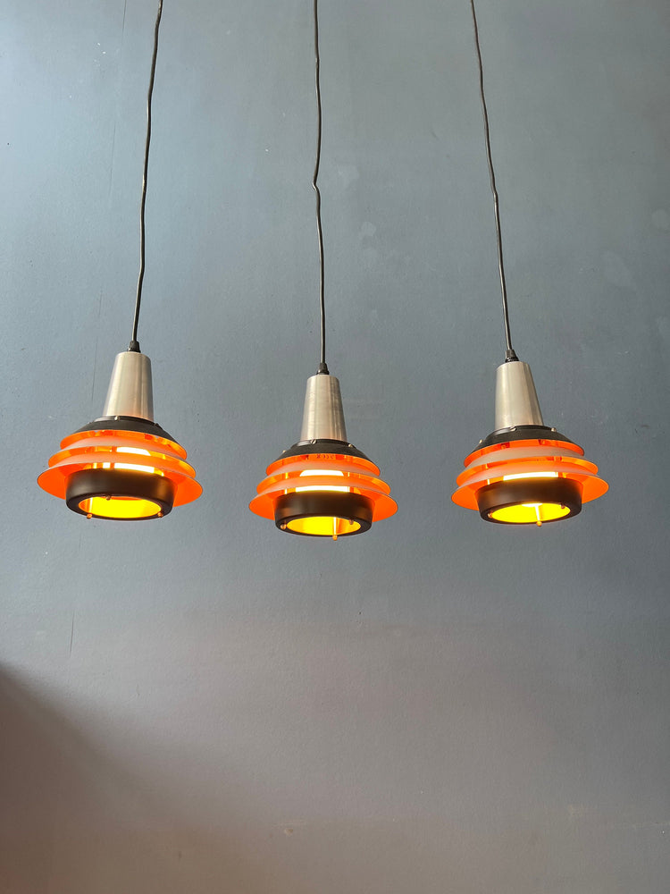 Vintage Orange Space Age Lakro Pendant Lamp - Carl Thore Trava Style 70s Lamp