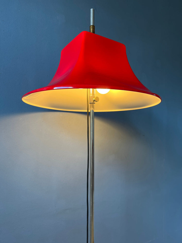 Red Willem Hagoort Space Age Floor Lamp - Mid Century Acrylic Glass Lamp