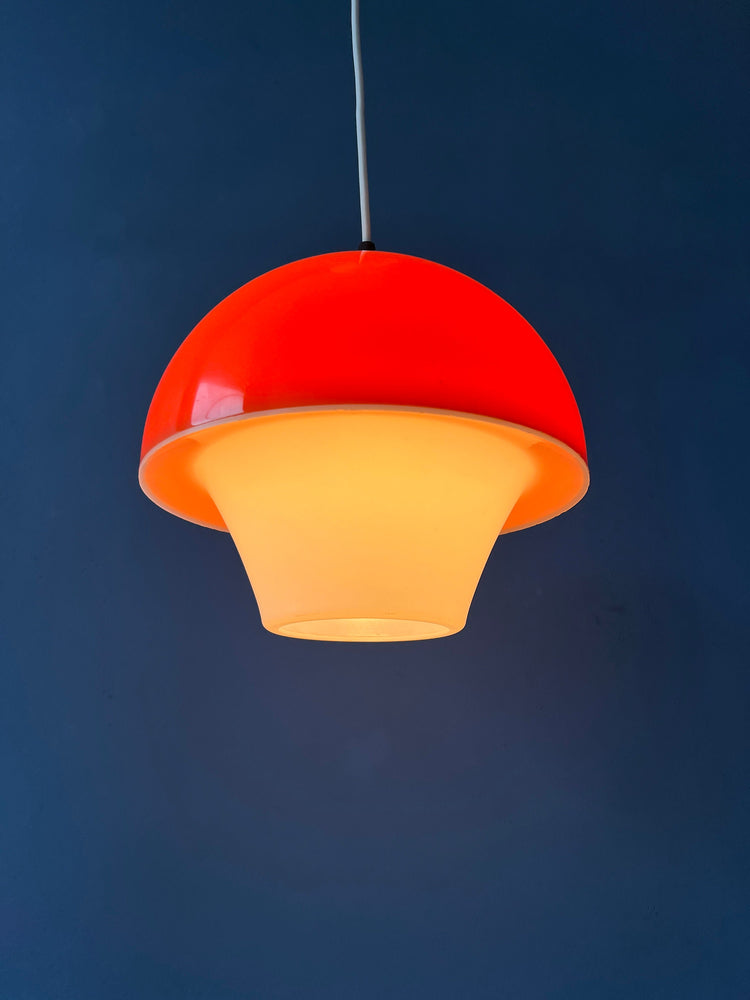 Acrylic Glass Orange and White Space Age Pendant Lamp