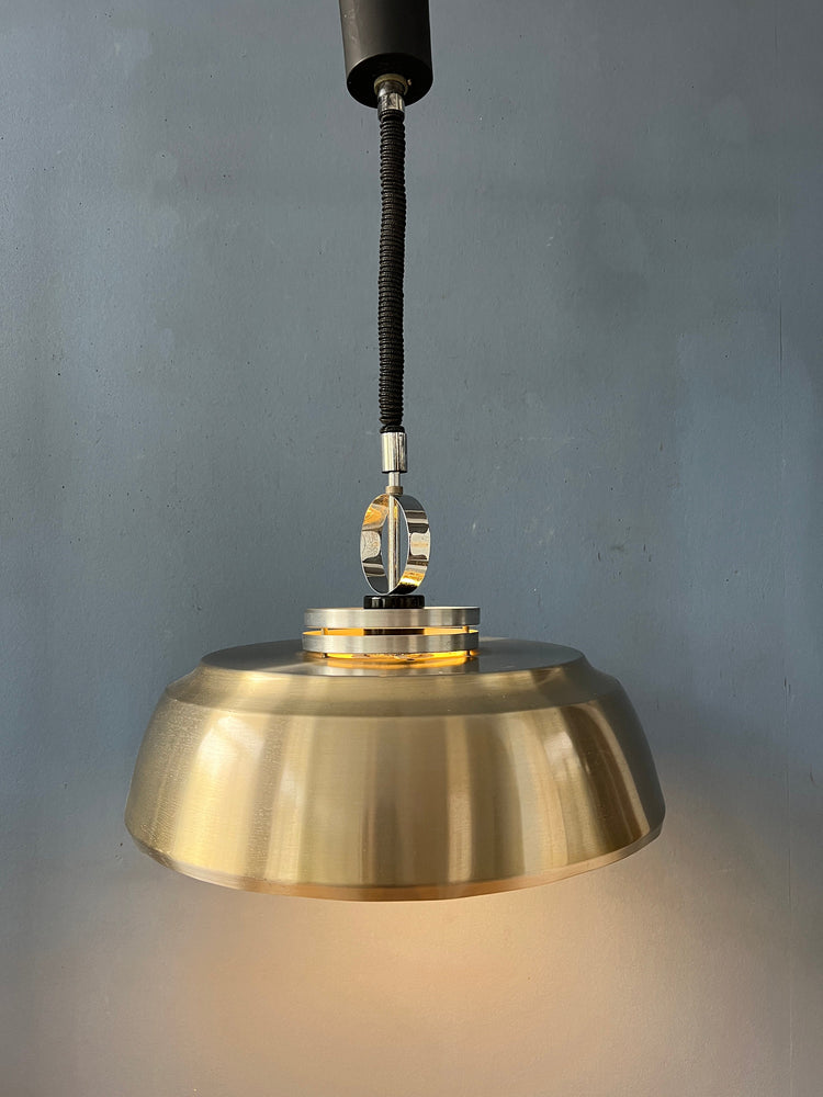 Mid Century Aluminium Pendant Lamp with Orange Lacquer