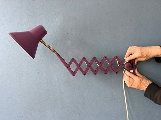 Purple Vintage Space Age Scissor Wall Lamp