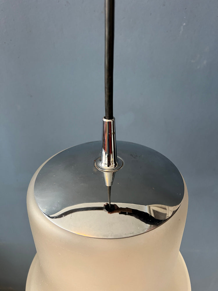 Mid Century Peill & Putzler Frosted Glass Hanging Lamp