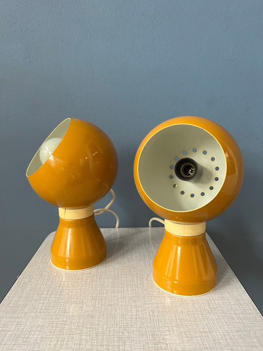 Yellow Set of Magnetic Space Age Eyeball Table Lamps