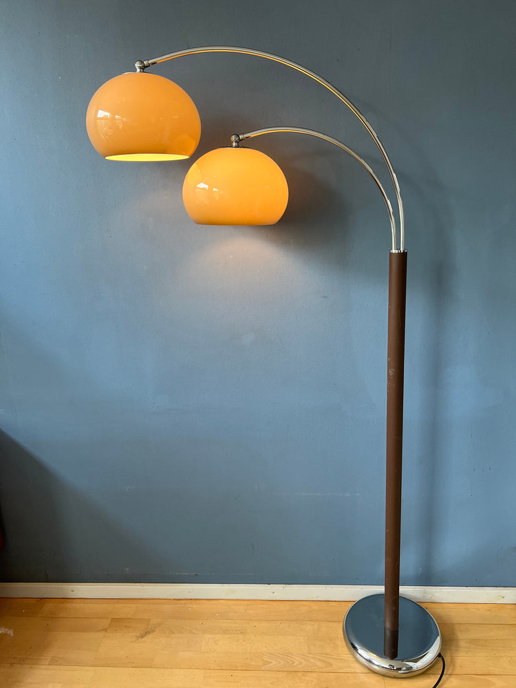 Vintage Dijkstra Double Arc Mushroom Floorlamp | Space Age Lighting | Retro 70s Standing Light