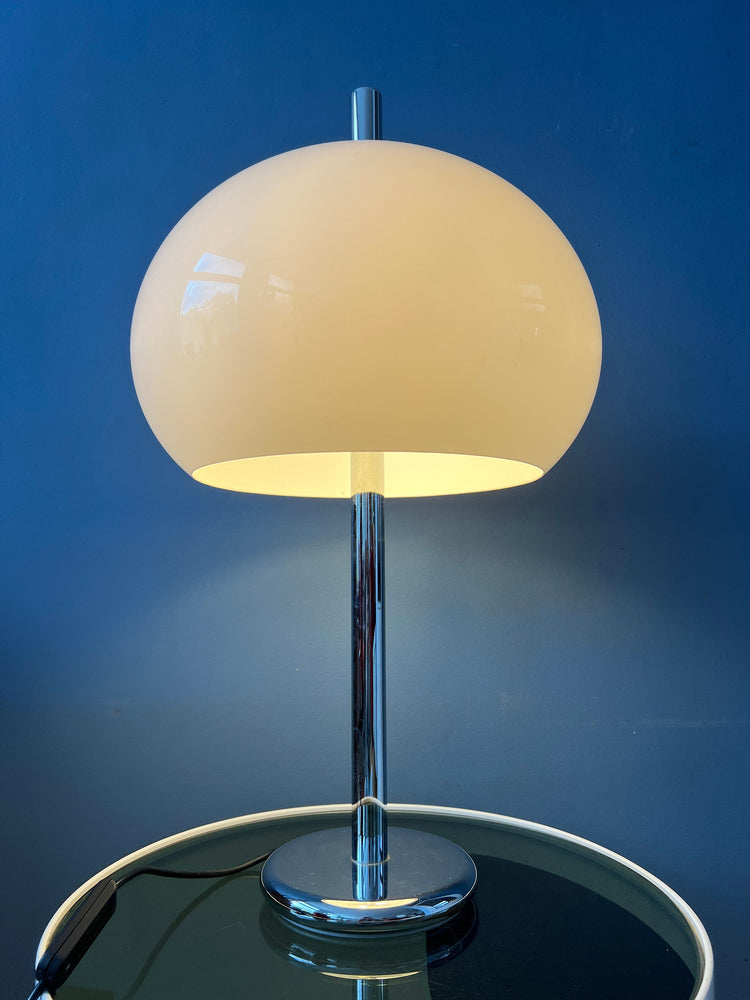 White Chrome Dijkstra Space Age Mushroom Table Lamp