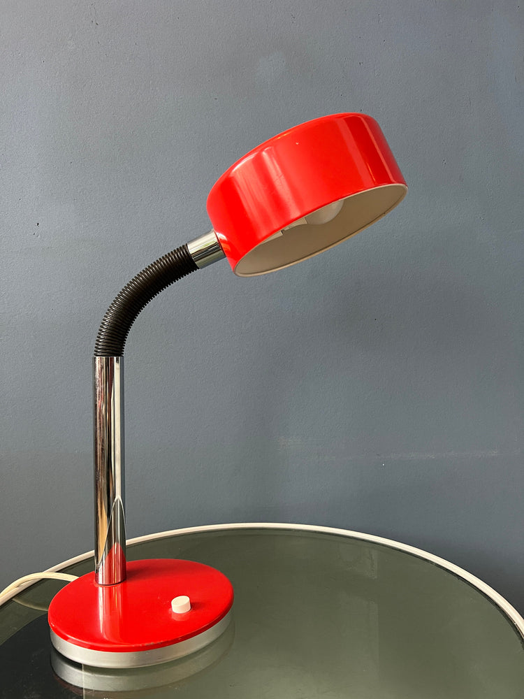 Red Adjustable Mid Century Cosack Table Lamp