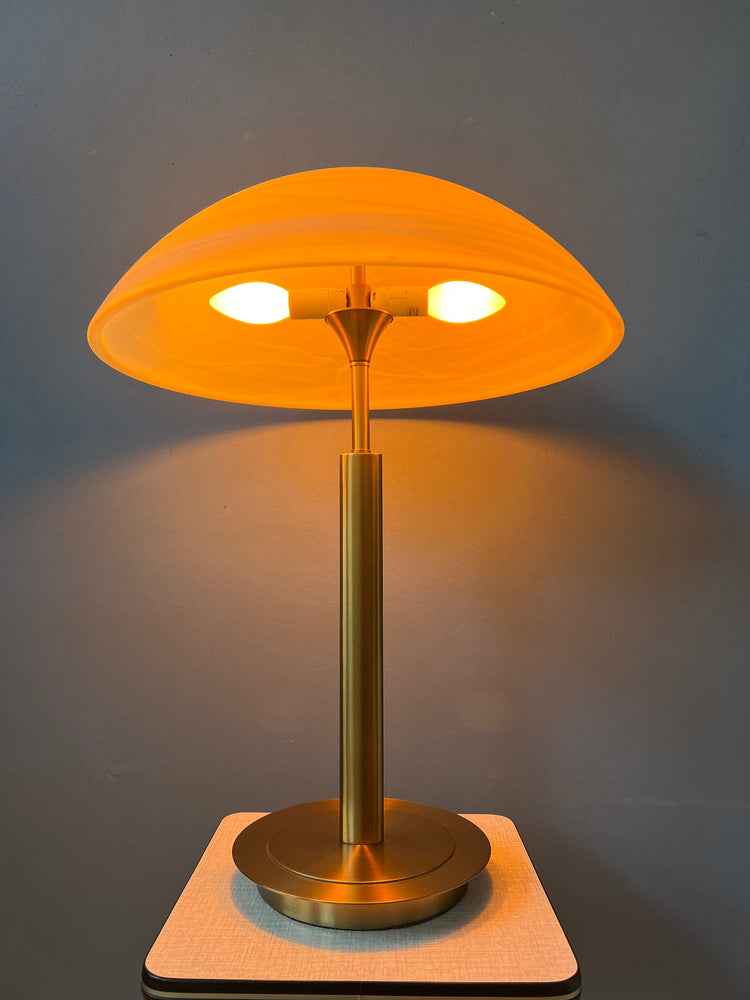 Post Modern Mushroom Table Lamp - Art Nouveau Glass Table Lamp - Metal Desk Lamp