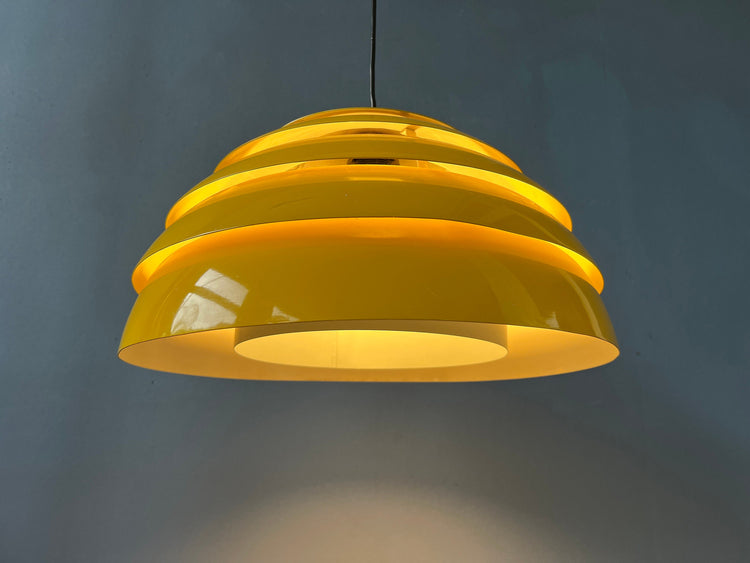 Mid Century Hans-Agne Jakobsson Yellow Dome Hanging Lamp