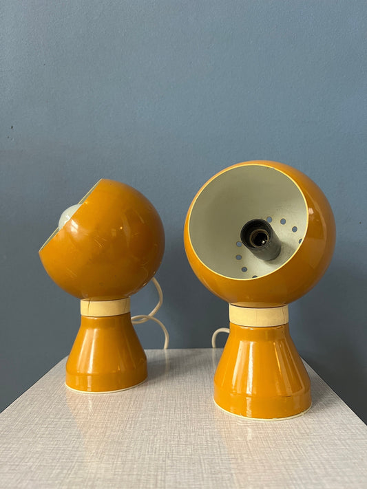 Yellow Set of Magnetic Space Age Eyeball Table Lamps