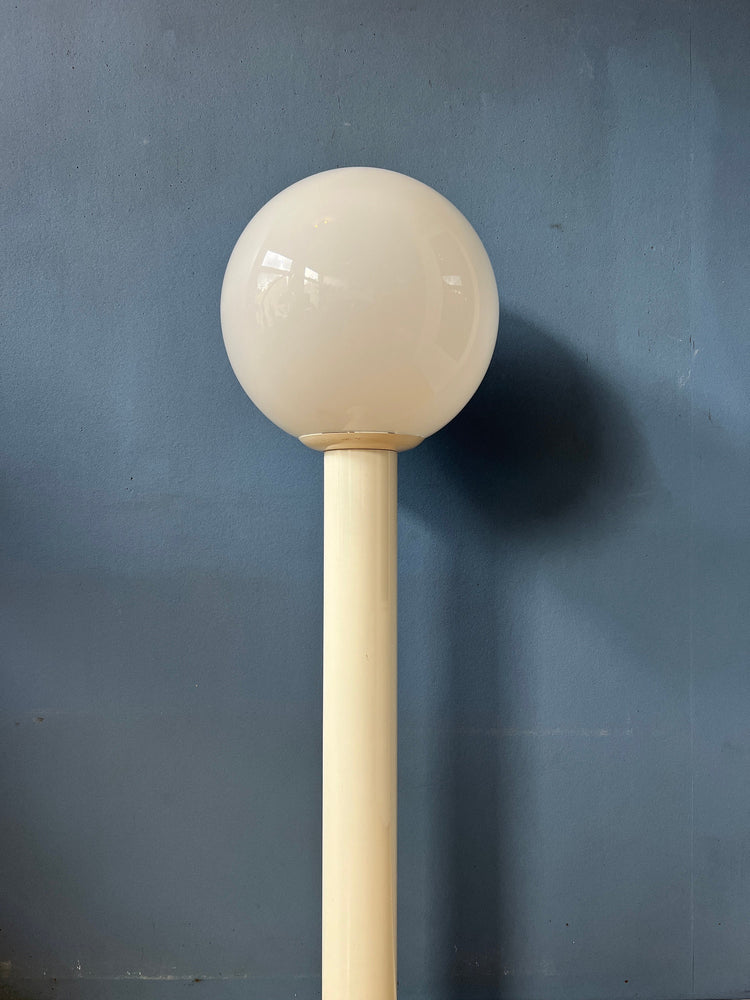 White Space Age Woja Holland Floor Lamp with Opaline Glass Shade