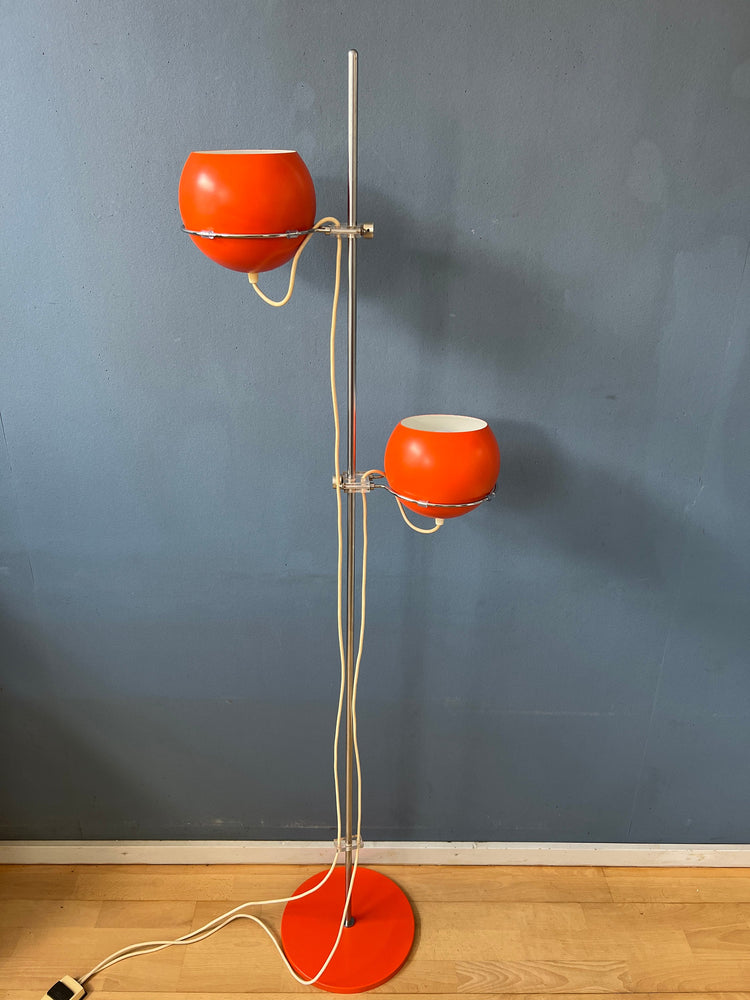 Vintage GEPO Floor Lamp - Orange Eyeball Lamp - Red Space Age 70s Standing Light