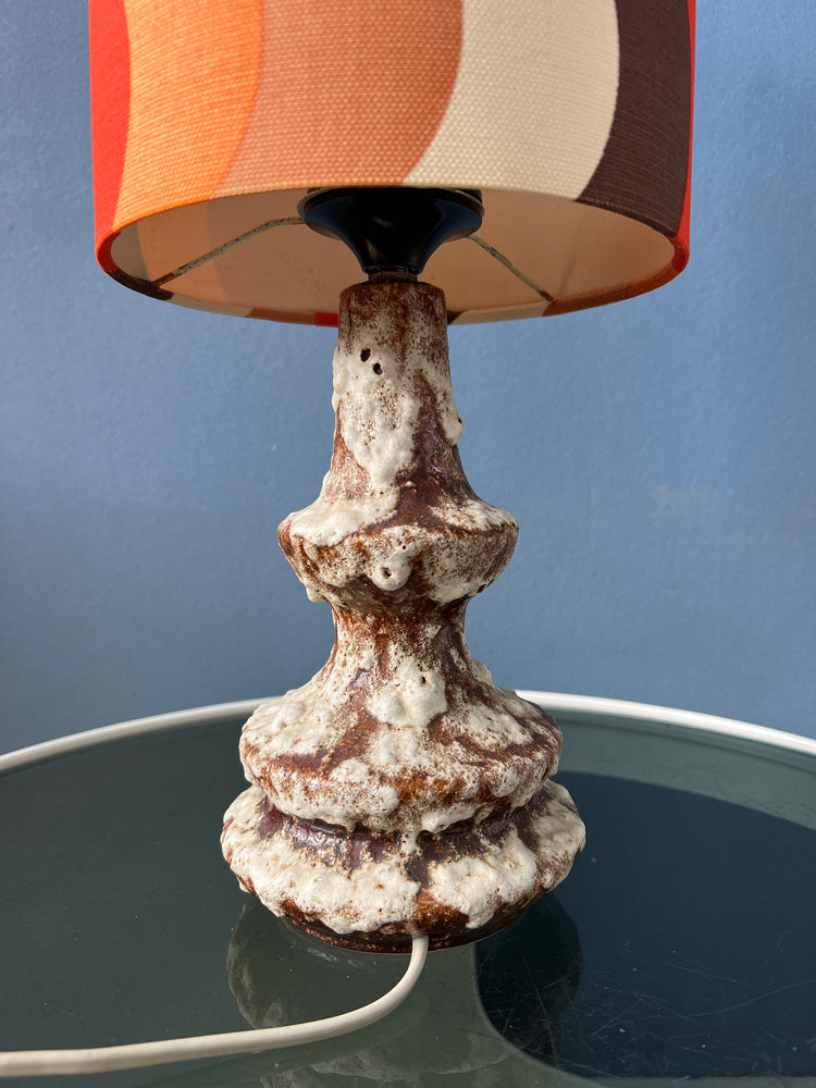 Orange Ceramic West Germany Fat Lava Space Age Table Lamp