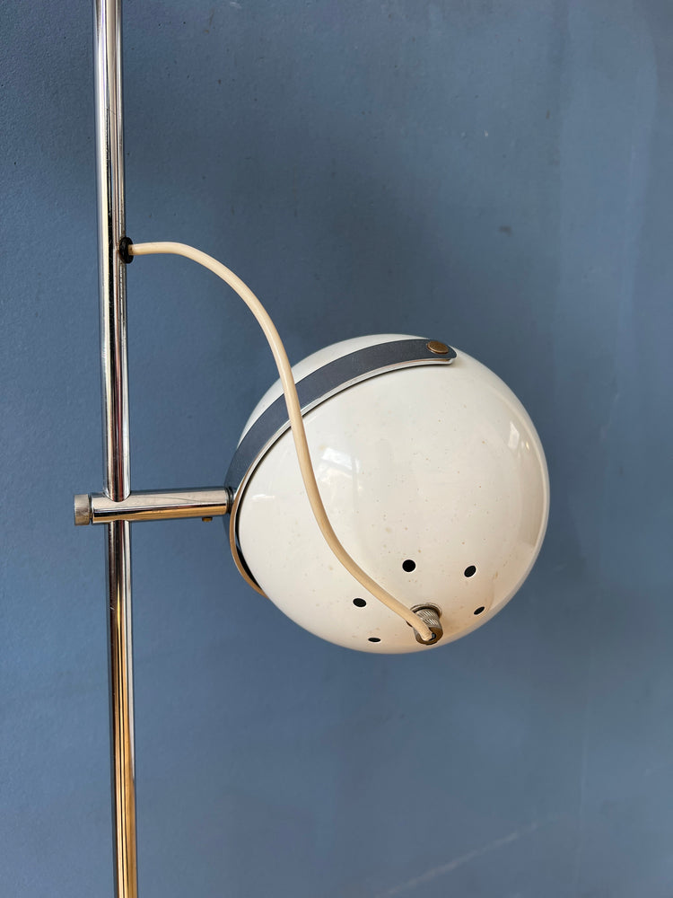 White Mid Century Space Age Eyeball Floor Lamp