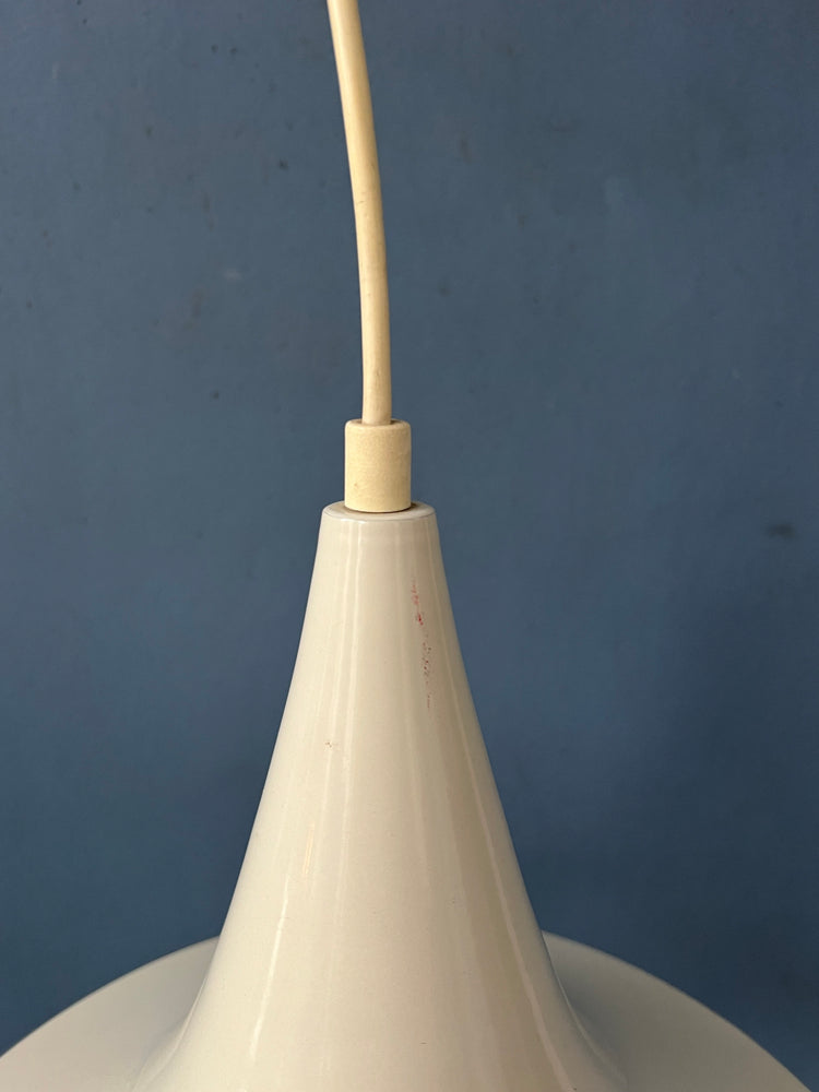 Mid Century White Space Age Witch Hat Pendant Lamp