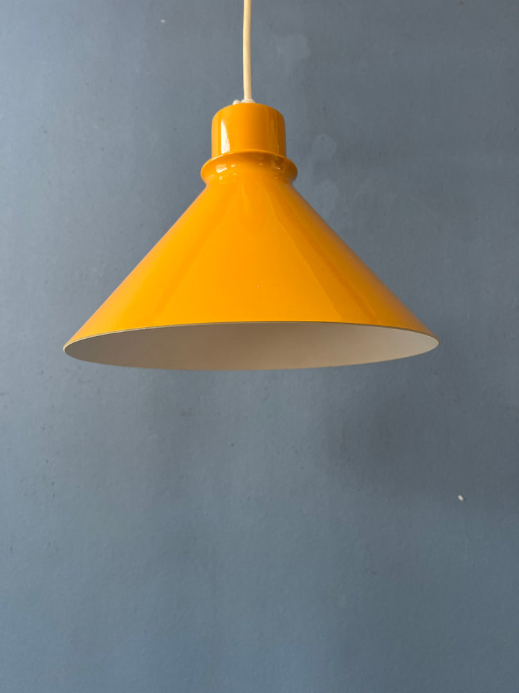 Set (2) of Vintage Yellow Metal Hanging Lamps