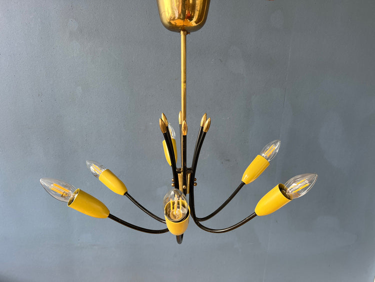 Vintage Yellow 50s Spider Pendant Lamp