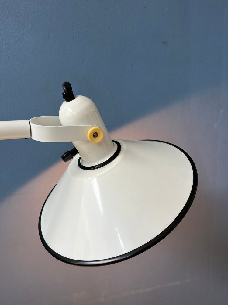 White Anvia Desk Lamp - Mid Century Table Lamp - Vintage Office Light