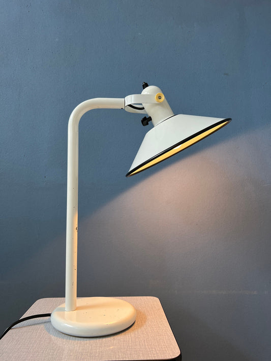 White Anvia Desk Lamp - Mid Century Table Lamp - Vintage Office Light