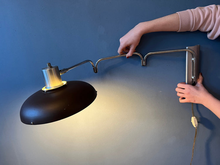 Mid Century Lakro Swing-Arm Space Age Wall Lamp