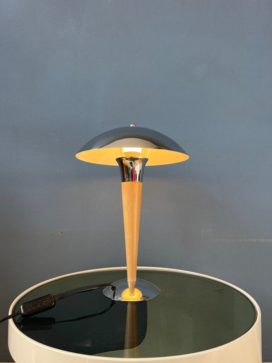 Mid Century Massive Chrome Mushroom Table Lamp