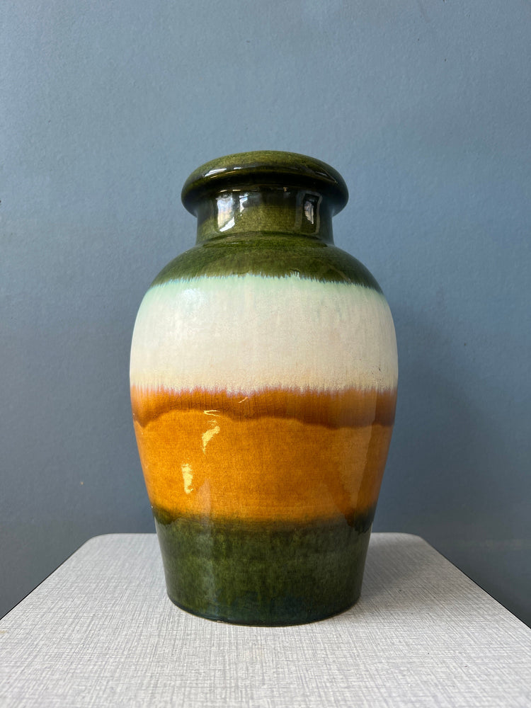 Green and Yellow Scheurich West Germany Ceramic Vase