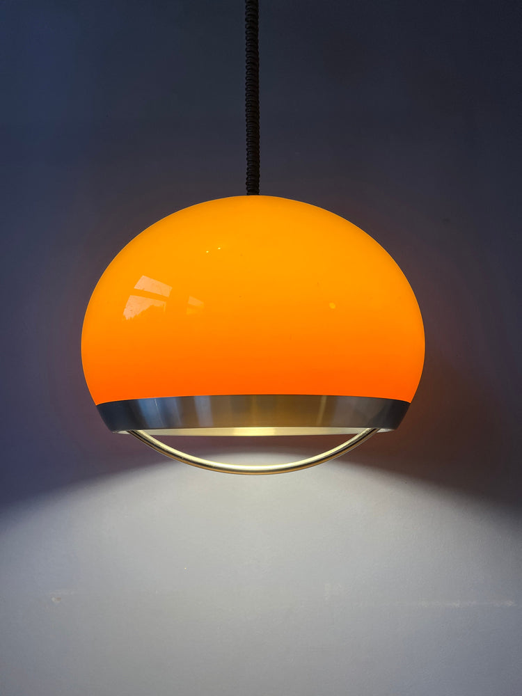 Vintage Orange Dijkstra Pendant Light / Mid Century Space Age Light Fixture