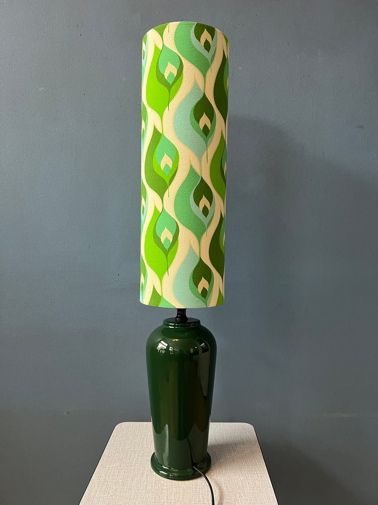 Green Vintage Space Age Table Lamp with Long Textile Shade