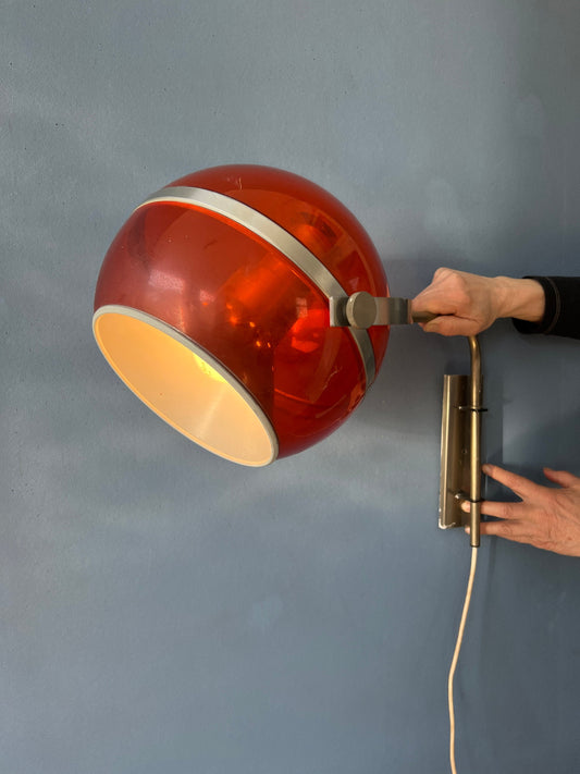 Vintage Orange Dijkstra Globe Space Age Wall Lamp