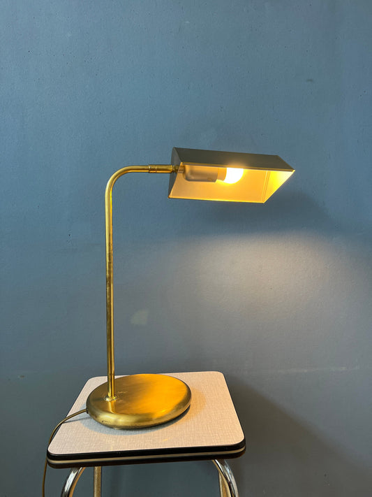 Mid Century Brass Office Desk Lamp - Bauhaus Style Table Lamp - Golden Lamp