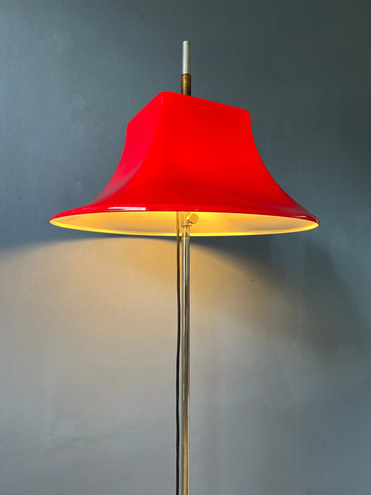 Red Willem Hagoort Space Age Floor Lamp - Mid Century Acrylic Glass Lamp