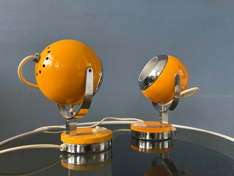 Set (2) of Yellow Space Age Eyeball Table Lamps