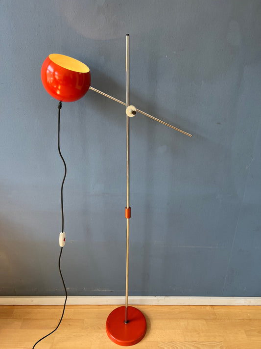 Vintage Red Floor Lamp - Eyeball - Space Age - Mid Century Standing Light