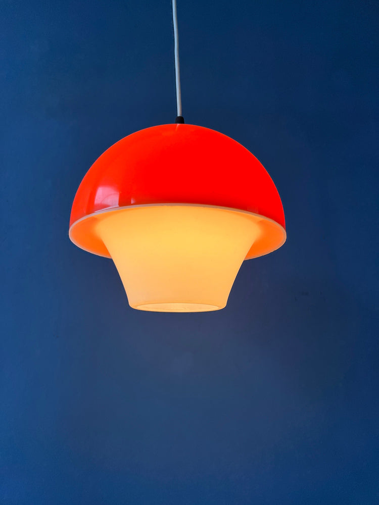 Acrylic Glass Orange and White Space Age Pendant Lamp