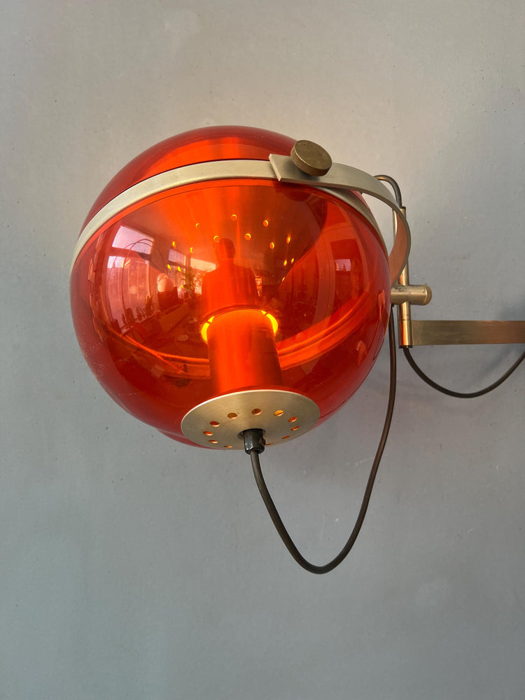 Vintage Orange Dijkstra Globe Space Age Wall Lamp