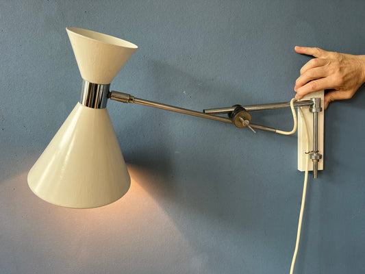 Beige Herda Diabolo Mid Century Swing Arm Wall Lamp