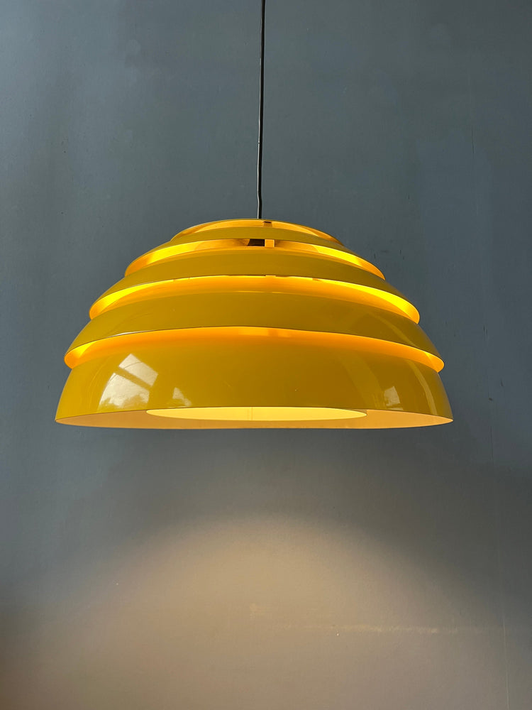 Mid Century Hans-Agne Jakobsson Yellow Dome Hanging Lamp