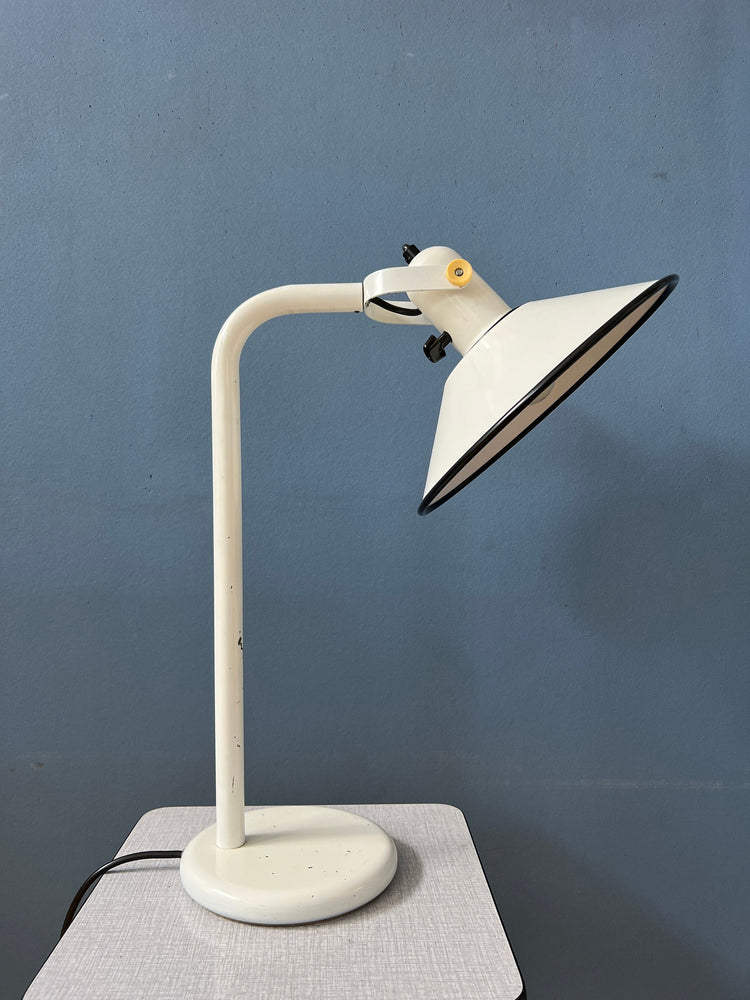 White Anvia Desk Lamp - Mid Century Table Lamp - Vintage Office Light