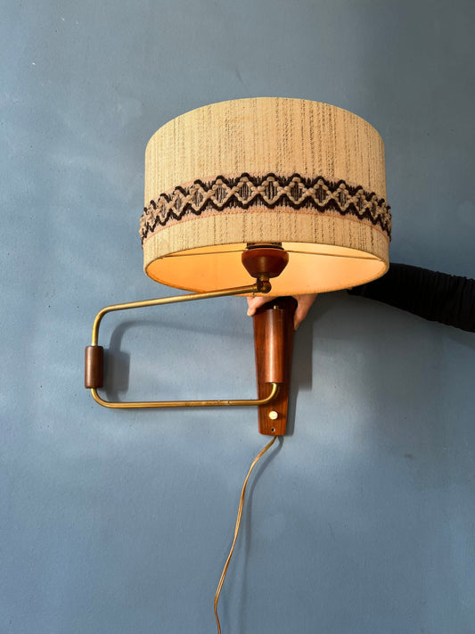 Mid Century Wall Lamp - Swing Arm Wall Light - Danish Teak Sconce