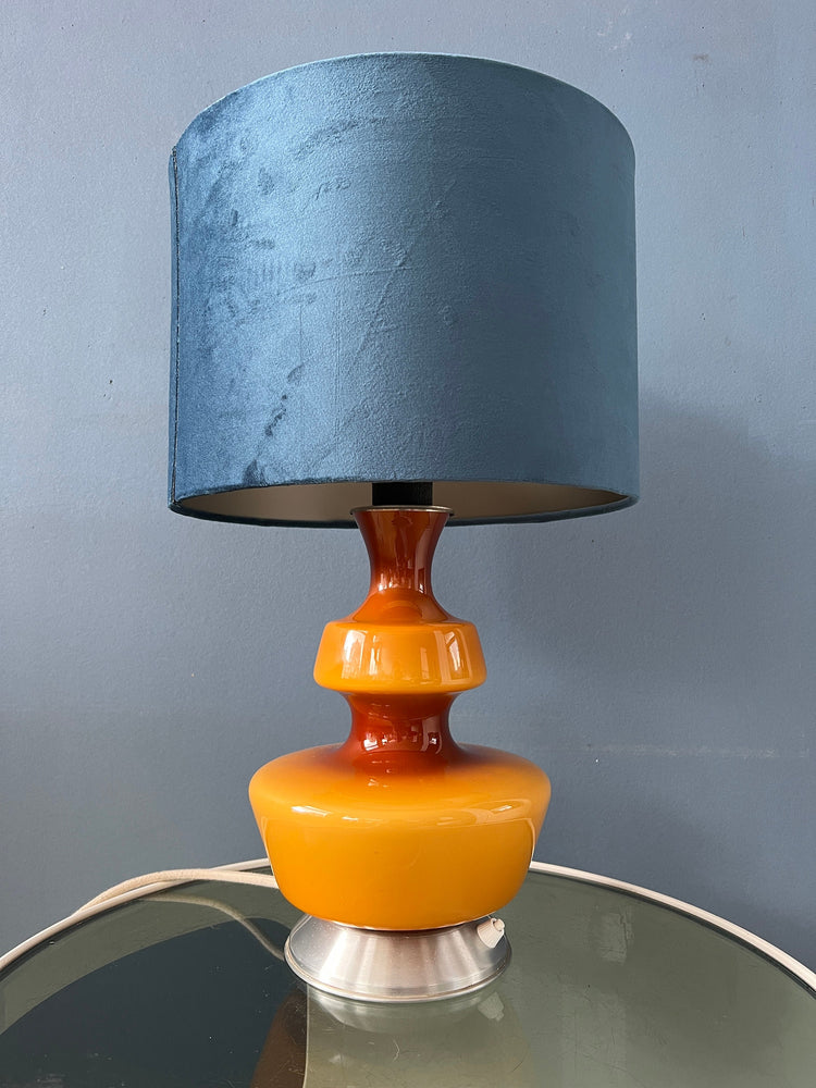 Mid Century Holmegaard Glass Table Lamp with Velours Shade