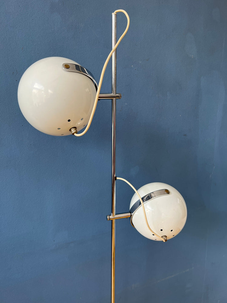 White Mid Century Space Age Eyeball Floor Lamp